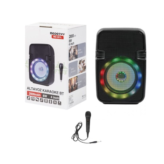 ALTO-FALANTE MODORWY MD301L KARAOKÊ/MICROFONE/USB/SD/FM/AUX PRETO